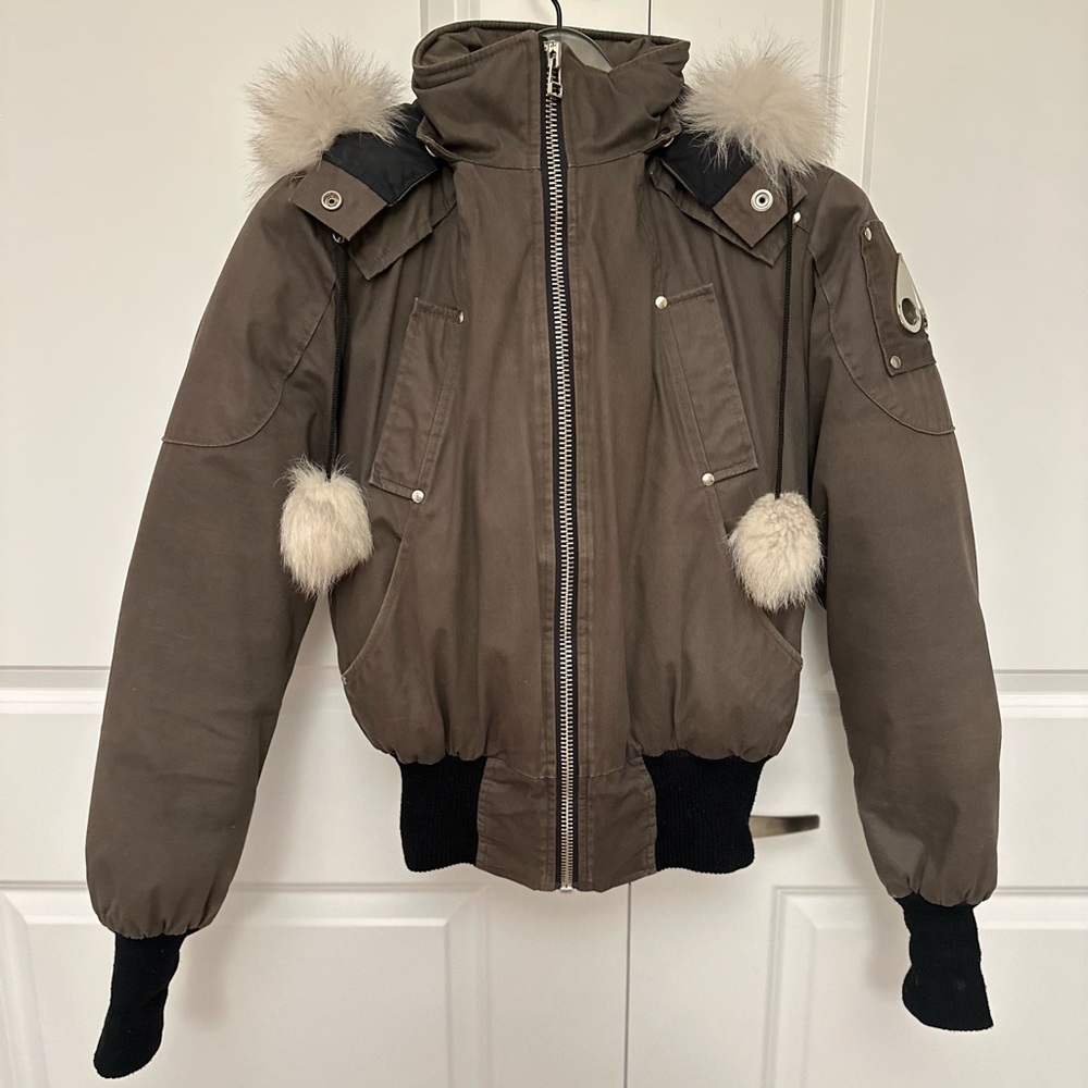 Moose Knuckles Debbie Bomber Winter Jacket - Camo Army Green Size Small